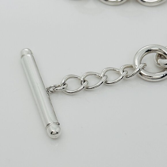 Authentic Return Tiffany Etched Bow Arrow Heart Tag Toggle Necklace in Silver - Picture 5 of 8